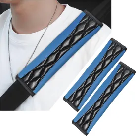 2PCS Car Seat Belt Pads, Automotive Leather Seat Belt Protector for Shoulder and Neck, Universal Soft Shoulder Pad for Seat Belt Backpack Shoulder Bag, Car Accessories (Blue)