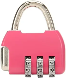 3 Digit Combinations Padlock Safe Cipher Lock Small Combination Lock Resettable Number Lock Small Colorful Code Locks for Suitcases Luggage Briefcases Computer Bags Drawers Cabinets - Pink