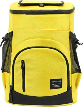 30L Cooler Backpack Refrigerator Bag Oxford Cloth Picnic Drink Bottle Cans Insulated Bag Thermal Fridge Shoulder Bag Daypack Travel Beach Ice Beer Backpack,Yellow