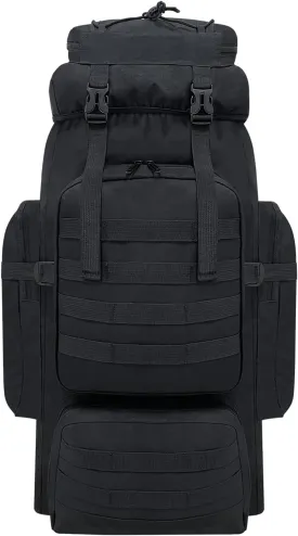 80L Hiking Backpack Men Camping Backpack, Waterproof MOLLE Military Tactical Rucksack, Large Capacity Assault Pack for Outdoor Survival, Trekking, Travel (Black)