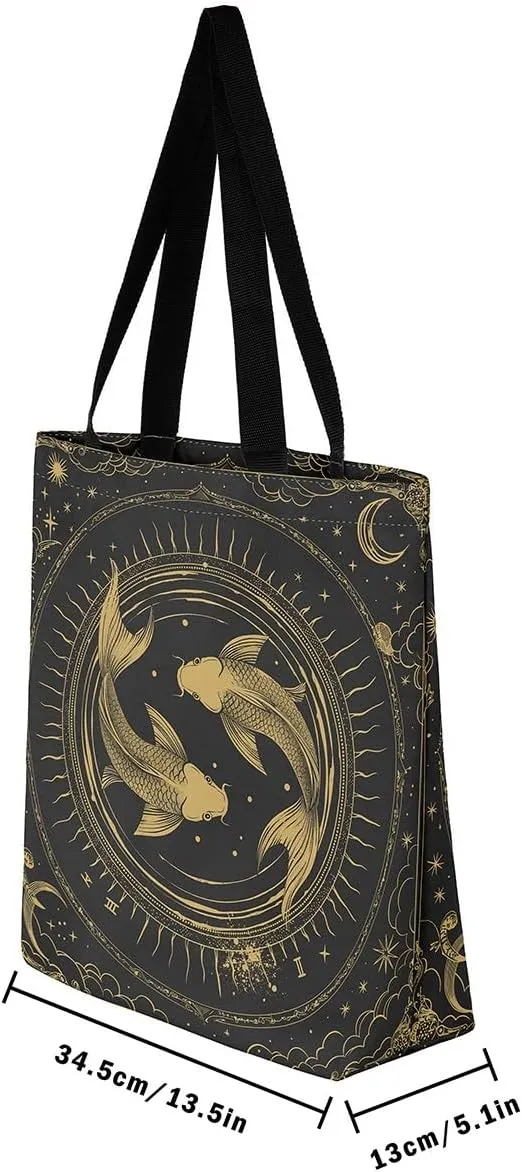 Aries Cancer Taurus Canvas Bag 12 Horoscope Astrology Canvas Tote Bag Constellation Theme Reusable Grocery