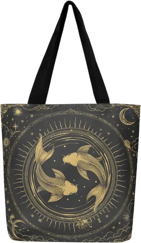 Aries Cancer Taurus Canvas Bag 12 Horoscope Astrology Canvas Tote Bag Constellation Theme Reusable Grocery