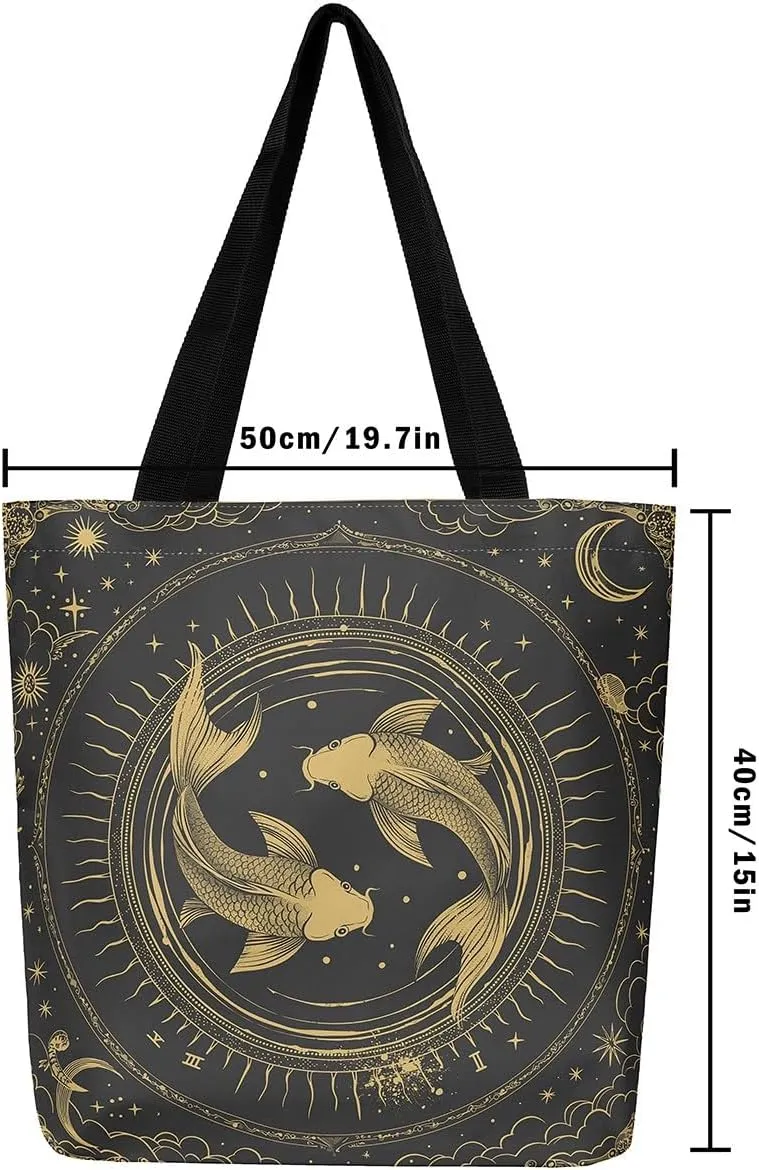 Aries Cancer Taurus Canvas Bag 12 Horoscope Astrology Canvas Tote Bag Constellation Theme Reusable Grocery