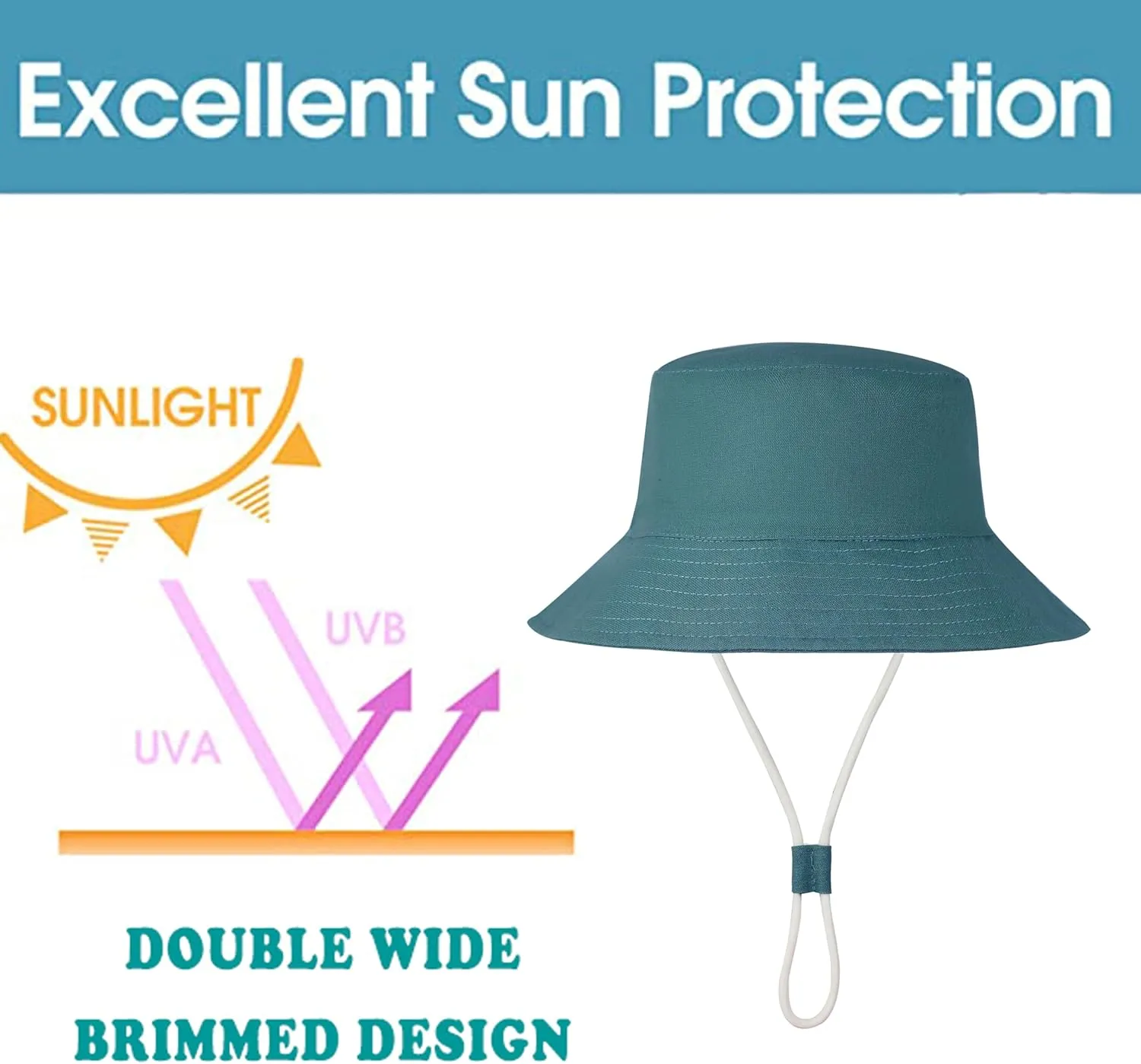 Baby Sun Hat UPF 50  Sun Protective Toddler Bucket Hat Summer Kids Beach Hats Wide Brim Outdoor Play Hat for Boys Girls