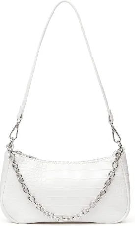 BOBOWINGS Shoulder Bags for Women, Cute Crocodile Handbag Small Leather Crossbody Bag with Zipper Closure