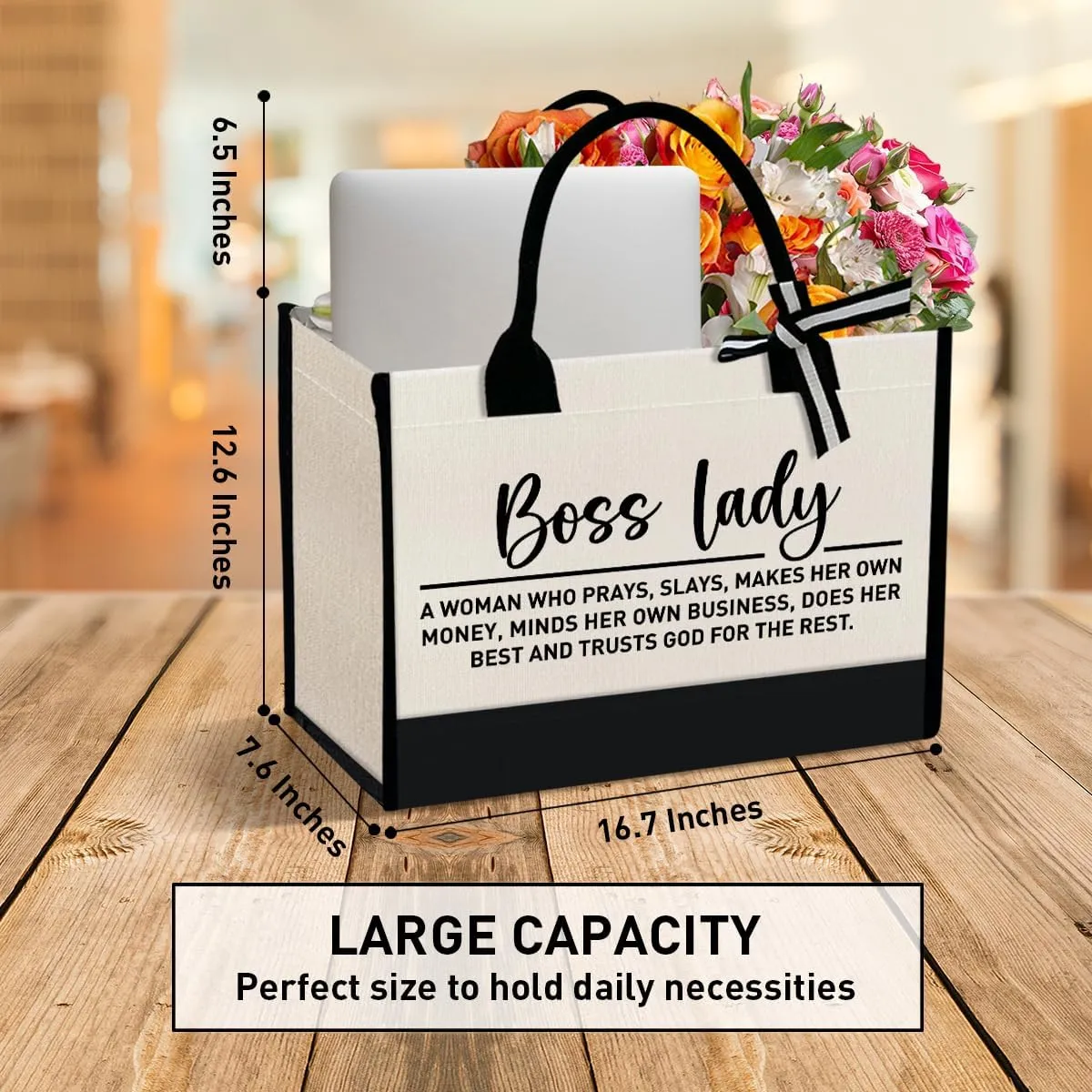 Boss Lady Tote Bags - Gifts for Women, Female Manager, Leader Birthday, Work Tote Bags