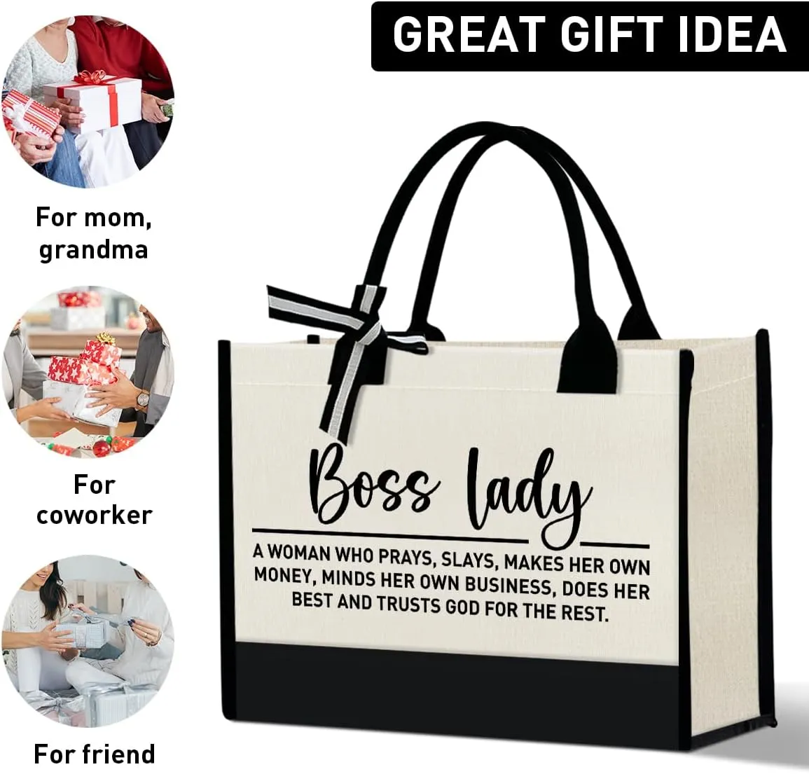 Boss Lady Tote Bags - Gifts for Women, Female Manager, Leader Birthday, Work Tote Bags