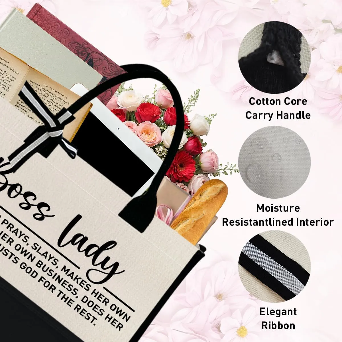 Boss Lady Tote Bags - Gifts for Women, Female Manager, Leader Birthday, Work Tote Bags