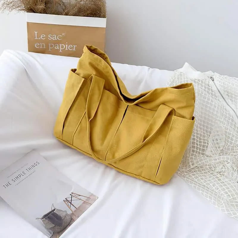 Casual large-capacity shopping bag simple one-shoulder big bag broadband tote bag