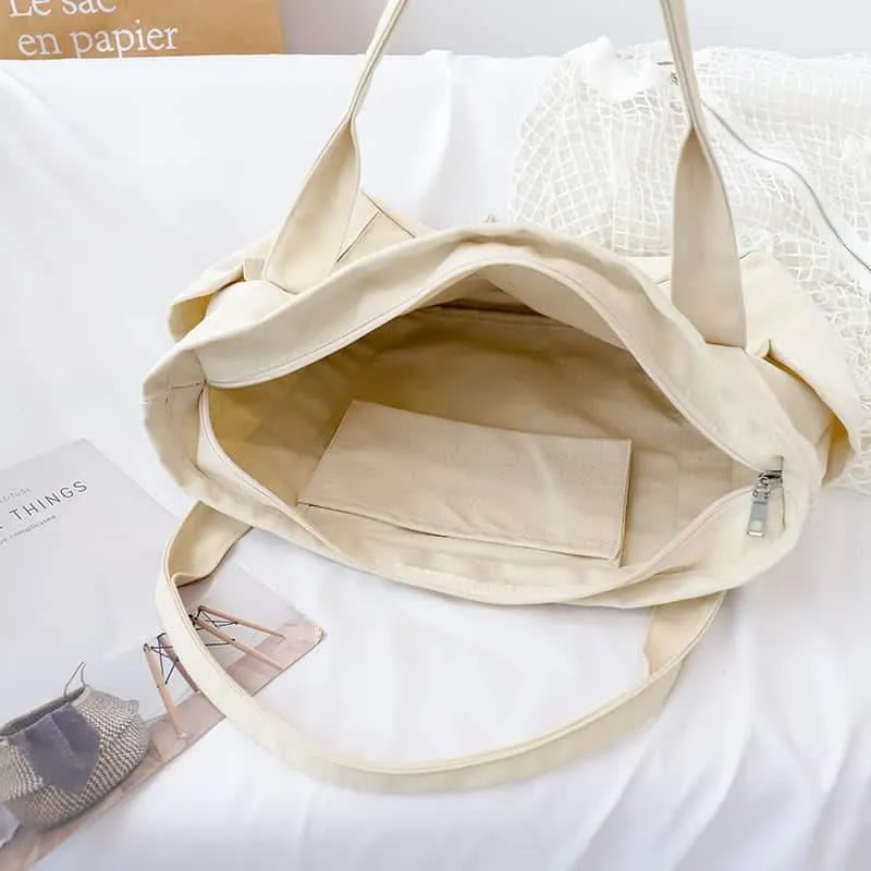 Casual large-capacity shopping bag simple one-shoulder big bag broadband tote bag