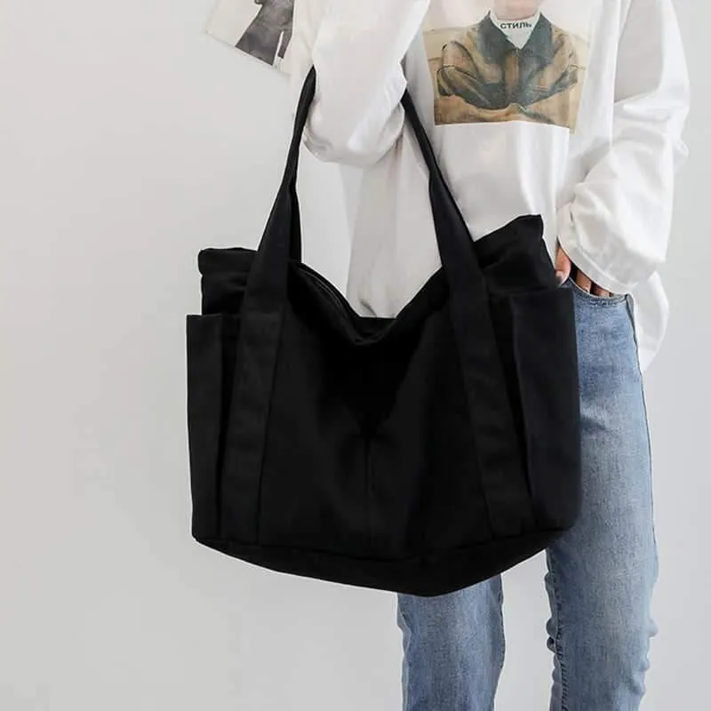 Casual large-capacity shopping bag simple one-shoulder big bag broadband tote bag
