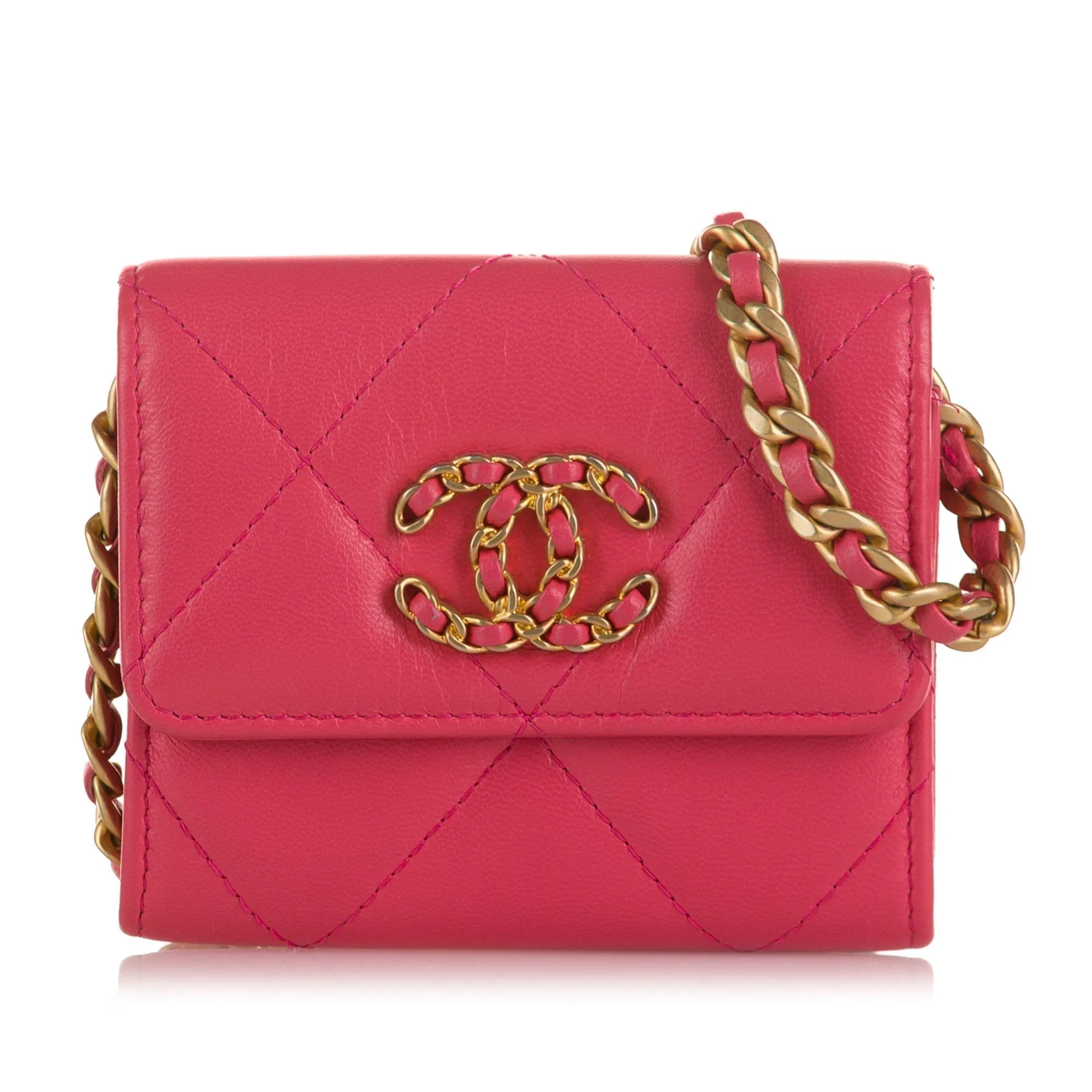 Chanel 19 WoC Pink Chevron Lambskin Gold