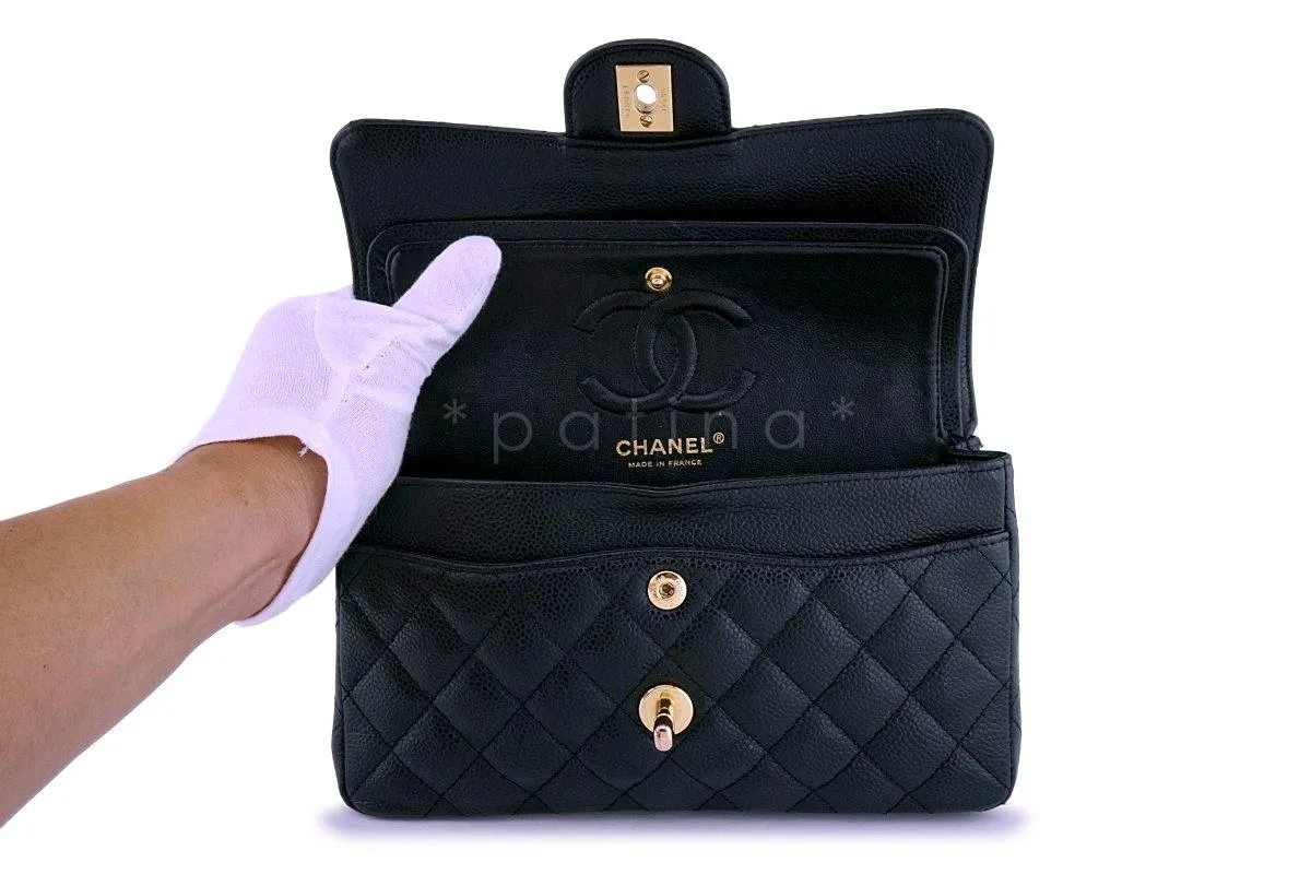 Chanel Black Caviar Small Classic Double Flap Bag 24k GHW