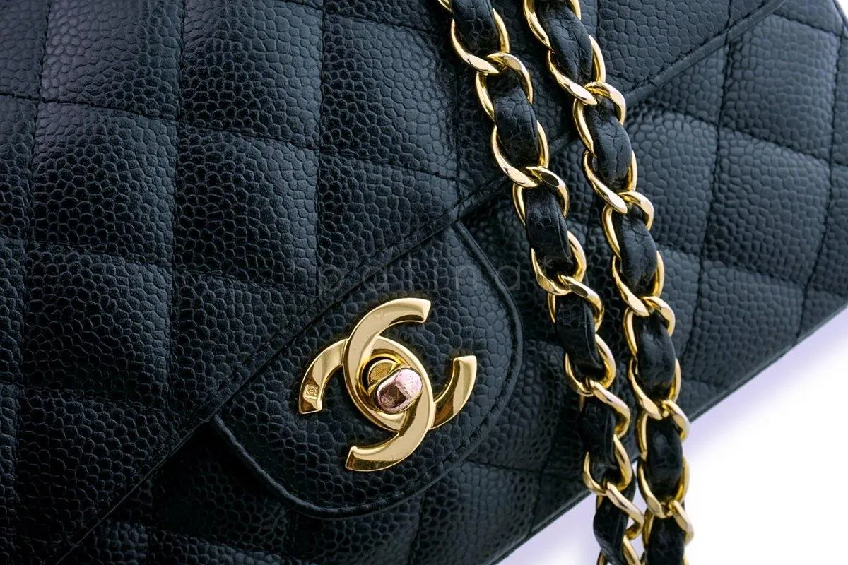 Chanel Black Caviar Small Classic Double Flap Bag 24k GHW