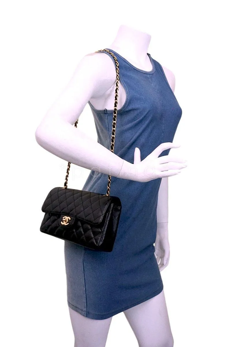 Chanel Black Caviar Small Classic Double Flap Bag 24k GHW