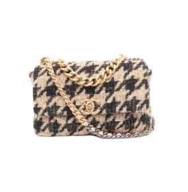 CHANEL CHANEL 19 Medium Flap Bag in 19K Beige Black Houndstooth Tweed