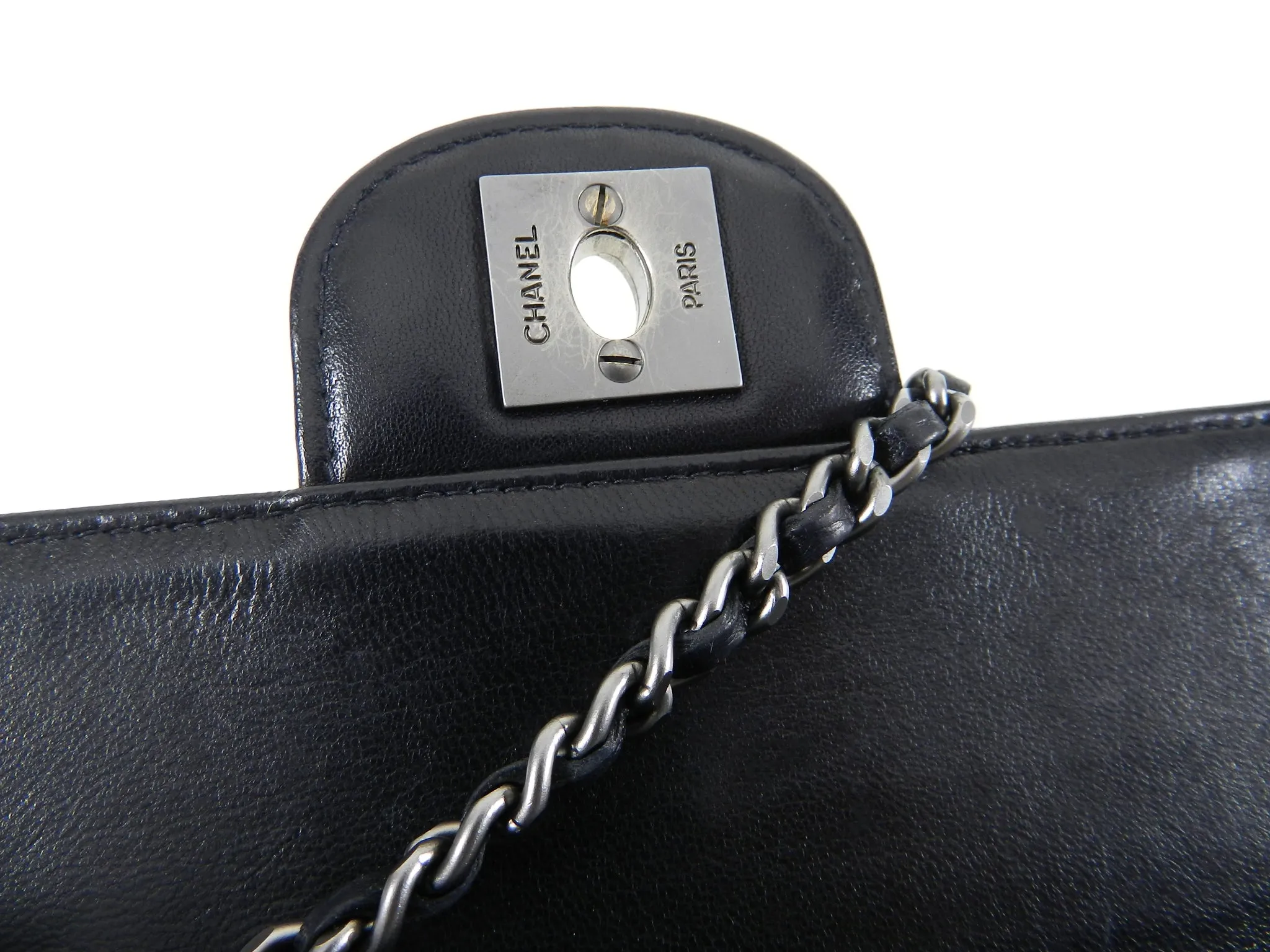 Chanel Choco Bar Black Quilted East West Flap Shoulder Bag / Clutch