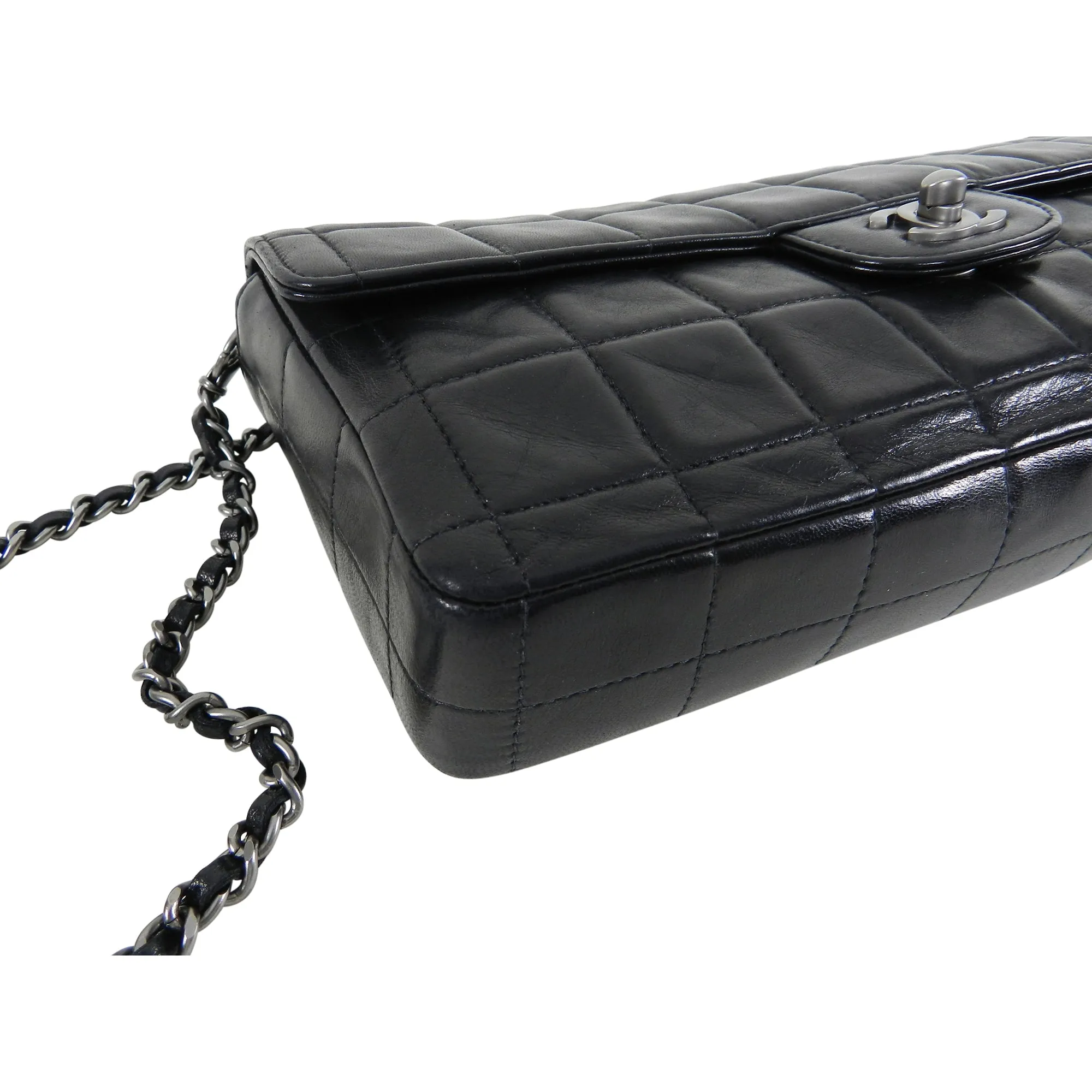 Chanel Choco Bar Black Quilted East West Flap Shoulder Bag / Clutch