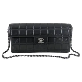 Chanel Choco Bar Black Quilted East West Flap Shoulder Bag / Clutch