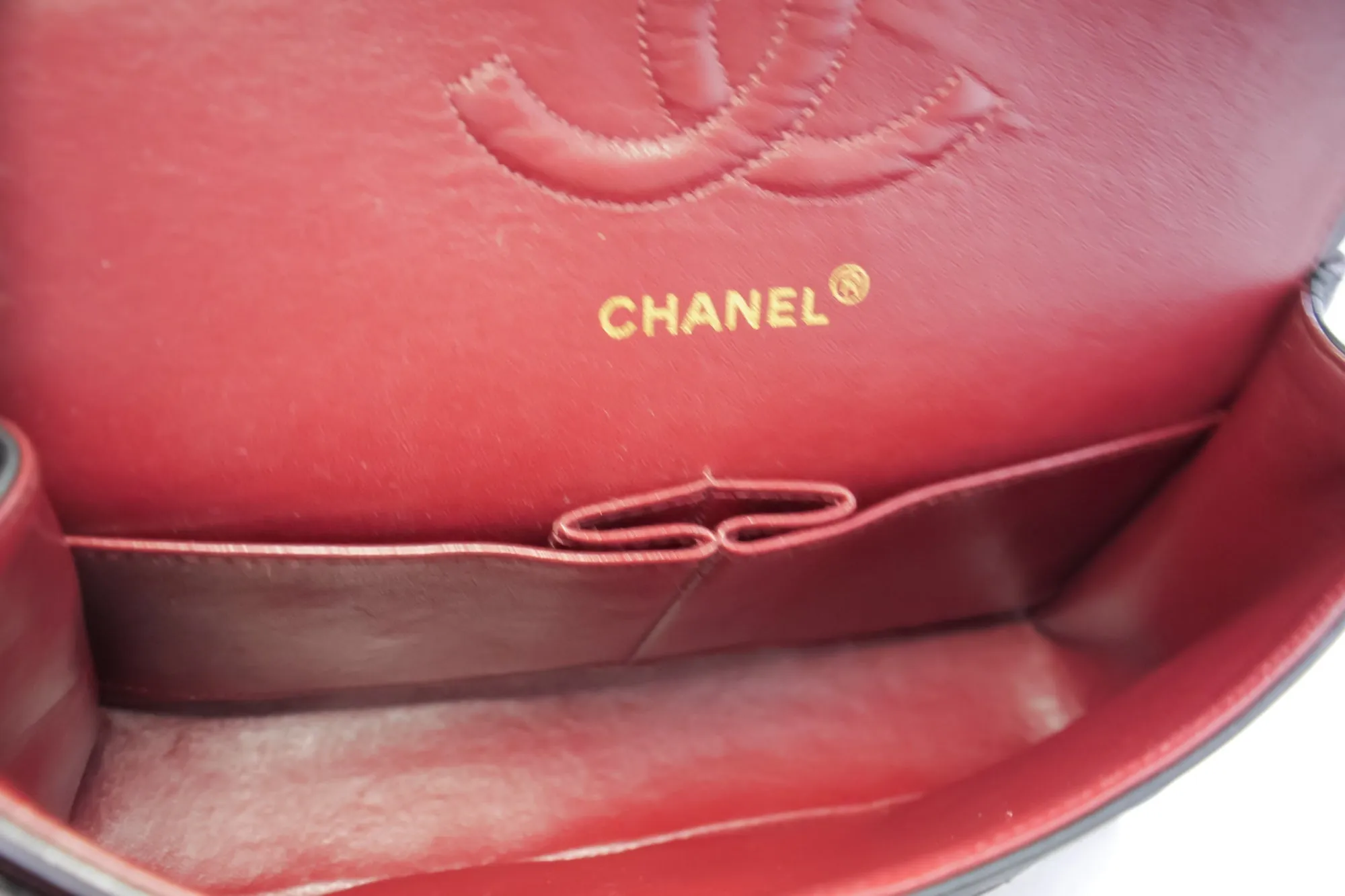 CHANEL Classic Double Flap 10" Chain Shoulder Bag Black Lambskin i65