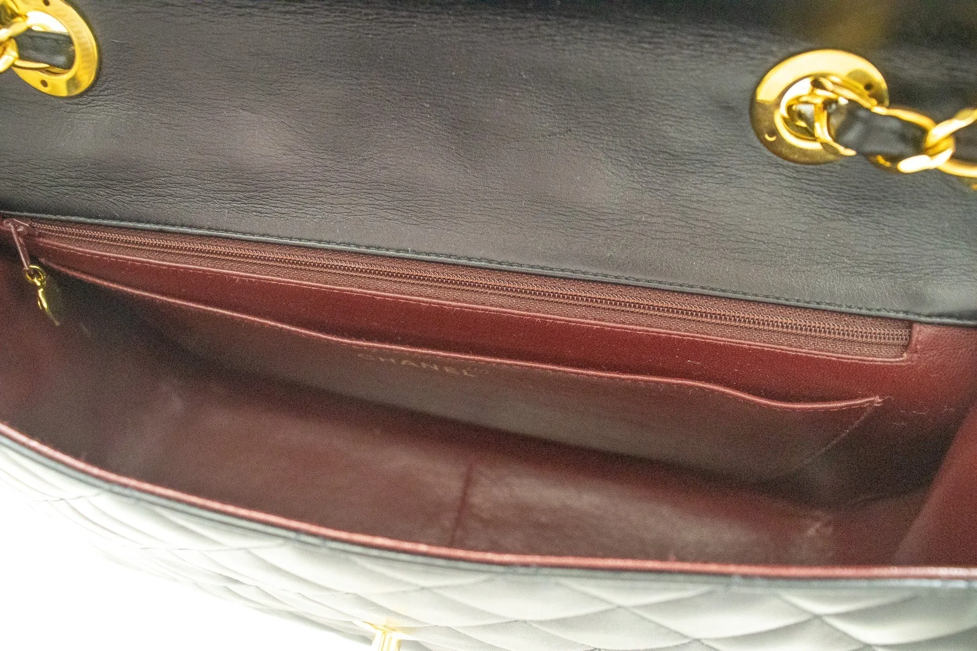 CHANEL Classic Large 13" Flap Chain Shoulder Bag Black Lambskin j56
