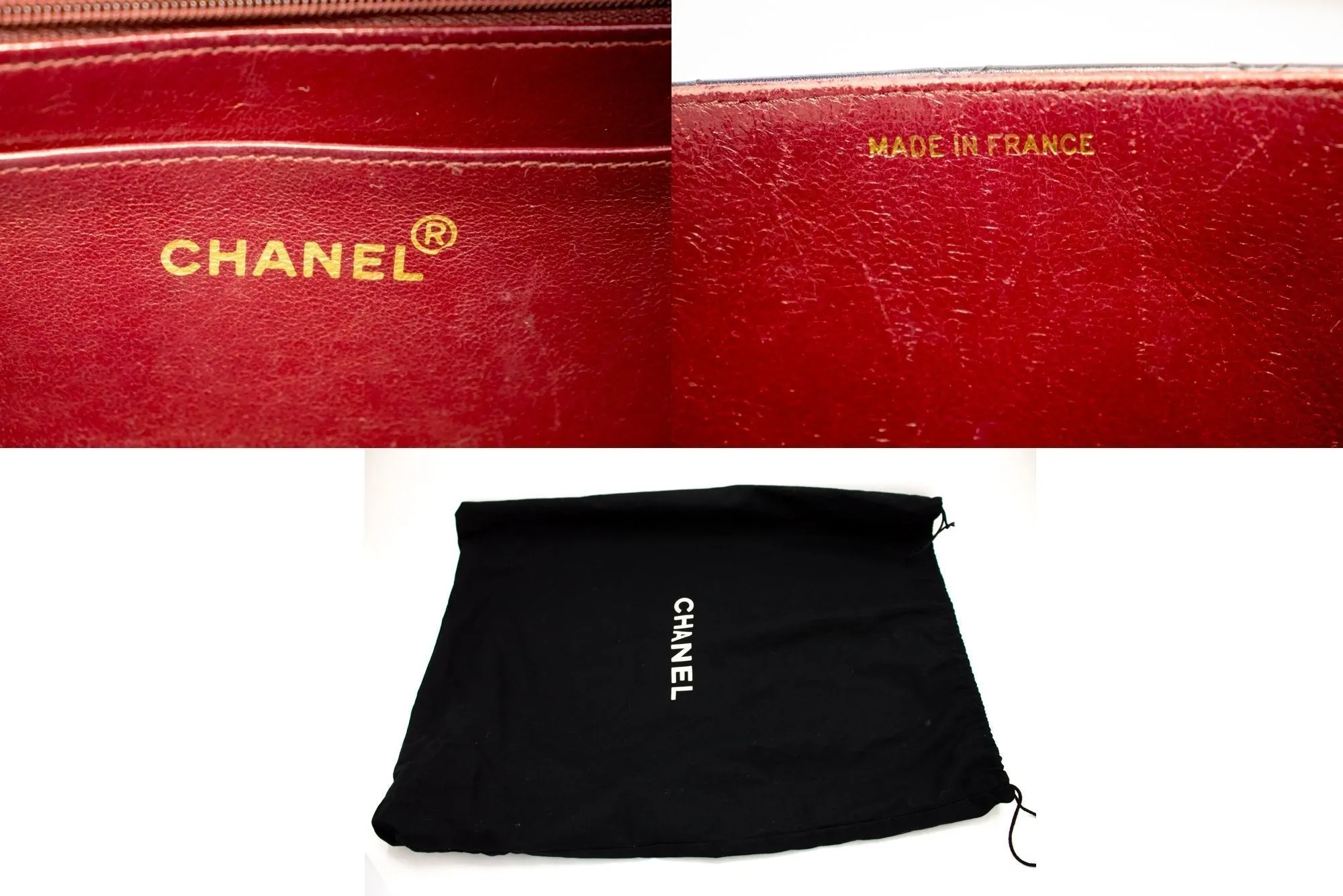 CHANEL Classic Maxi 13" 2.55 Flap Chain Shoulder Bag Black Lamb h22