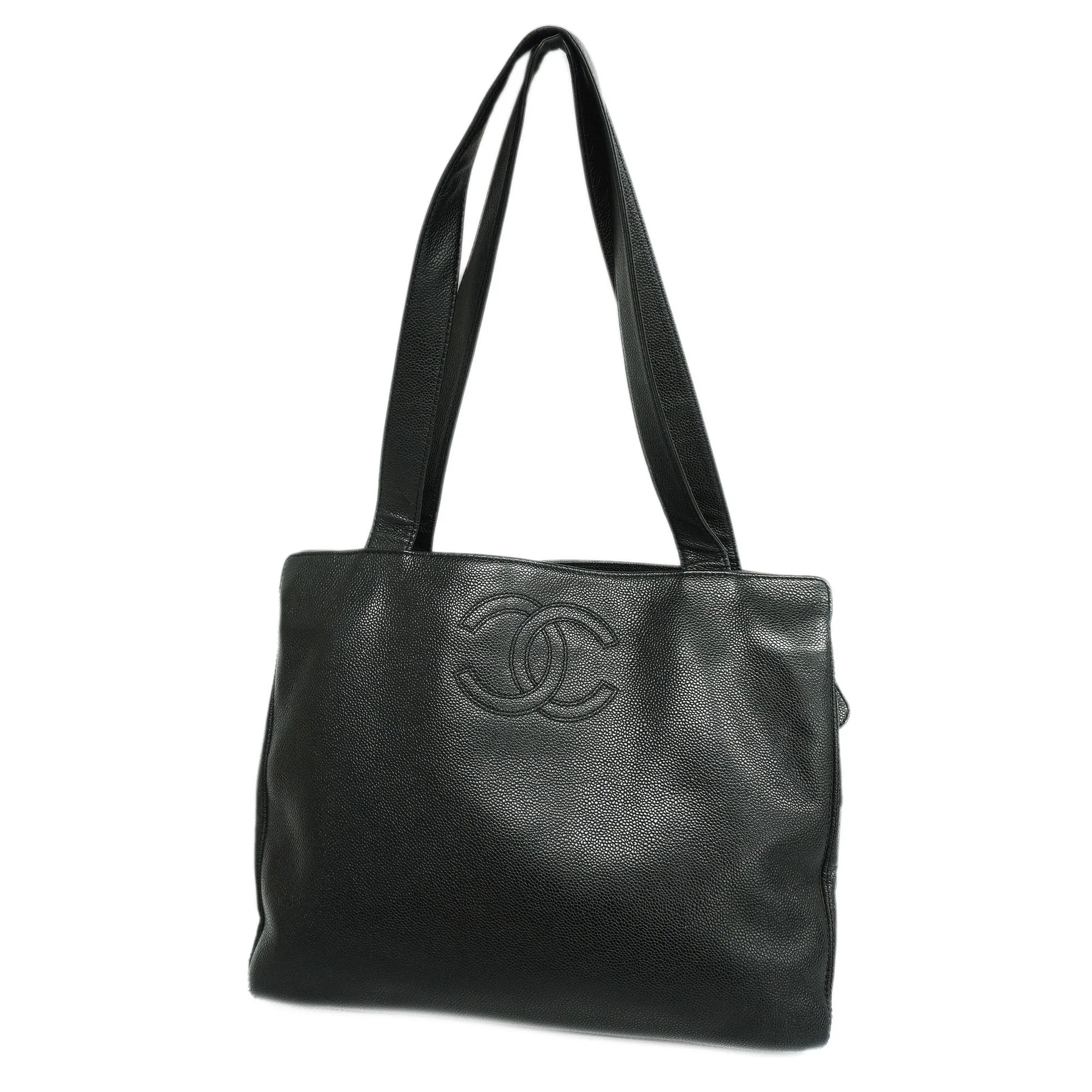 CHANEL  Matelasse Chain Shoulder Women's Caviar Leather Shoulder Bag Black
