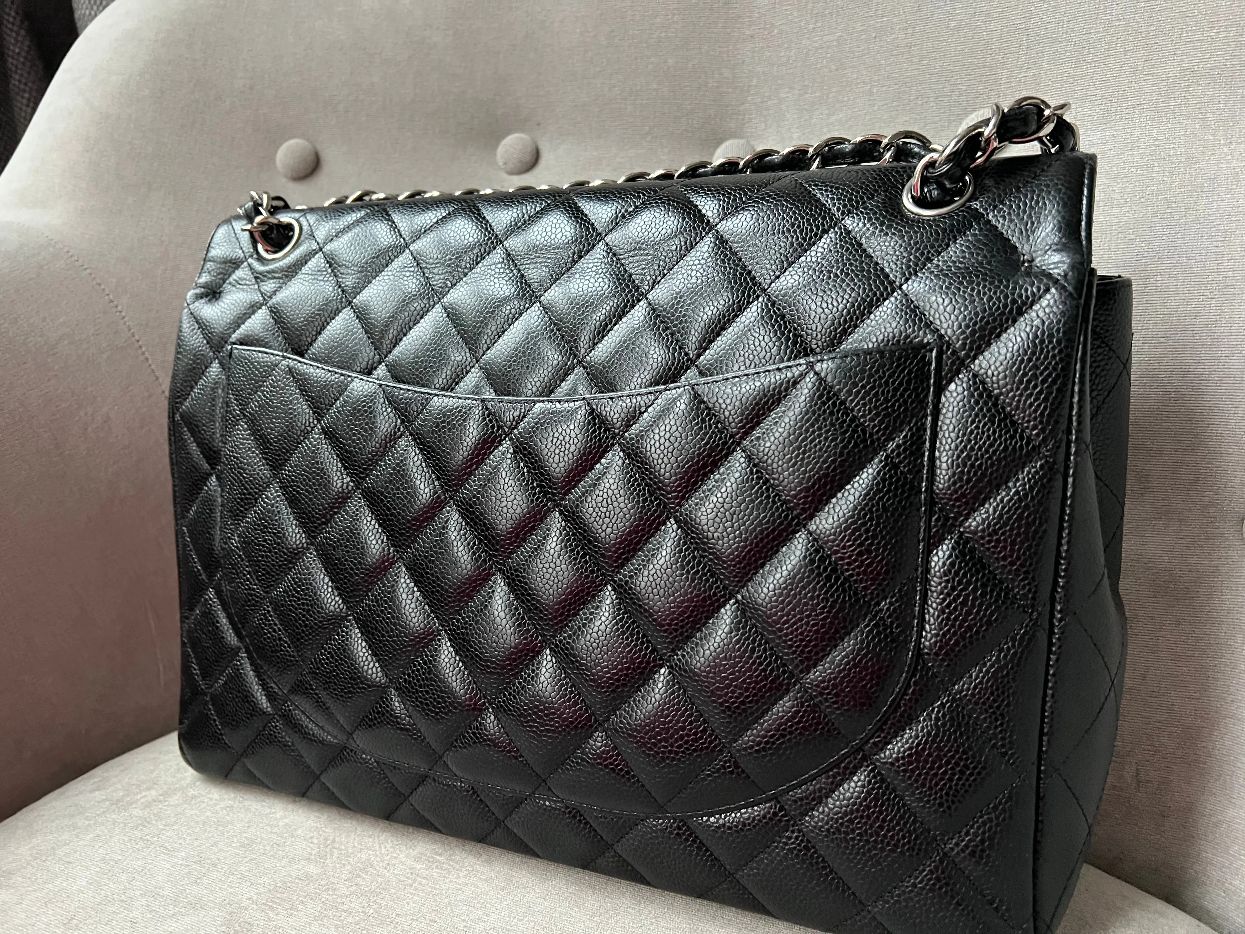 Chanel Maxi Double Flap in Black Caviar