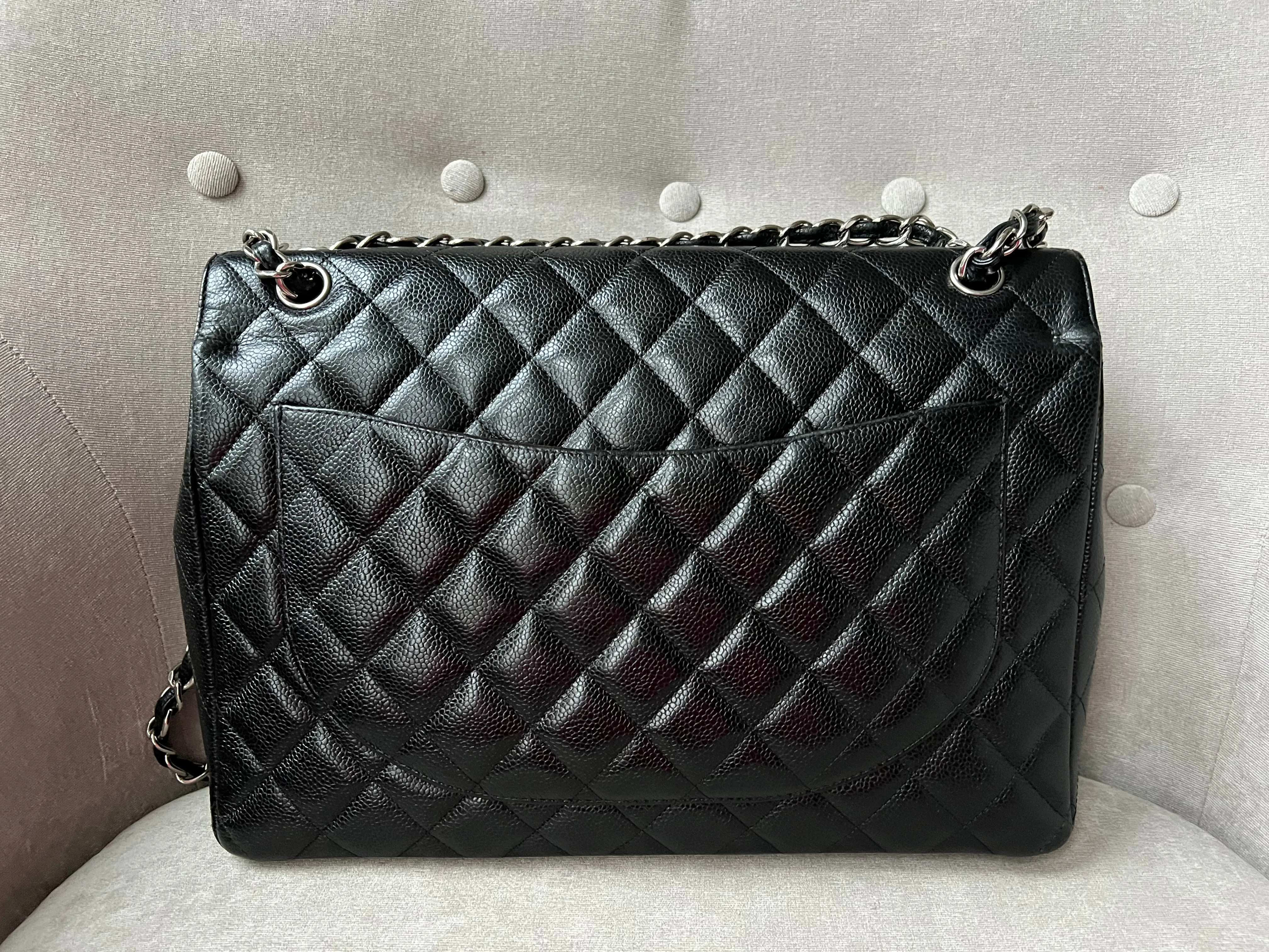 Chanel Maxi Double Flap in Black Caviar