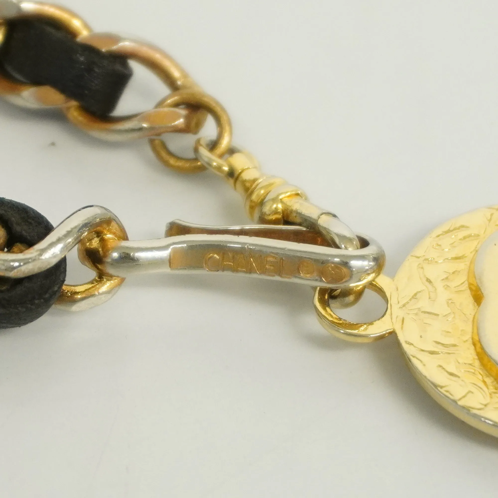 Chanel[3cc2400] Auth  Belt Chain Belt Lambskin Black Gold Metal
