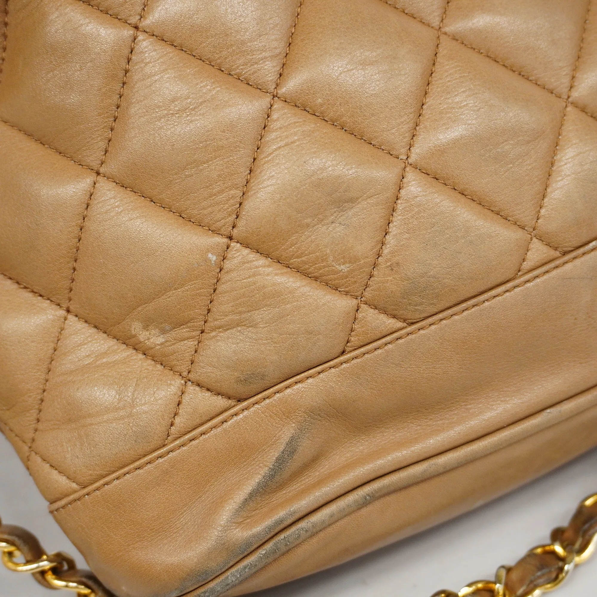 CHANELAuth  Matelasse Chain Shoulder Lambskin Women's Leather Shoulder Bag Brown