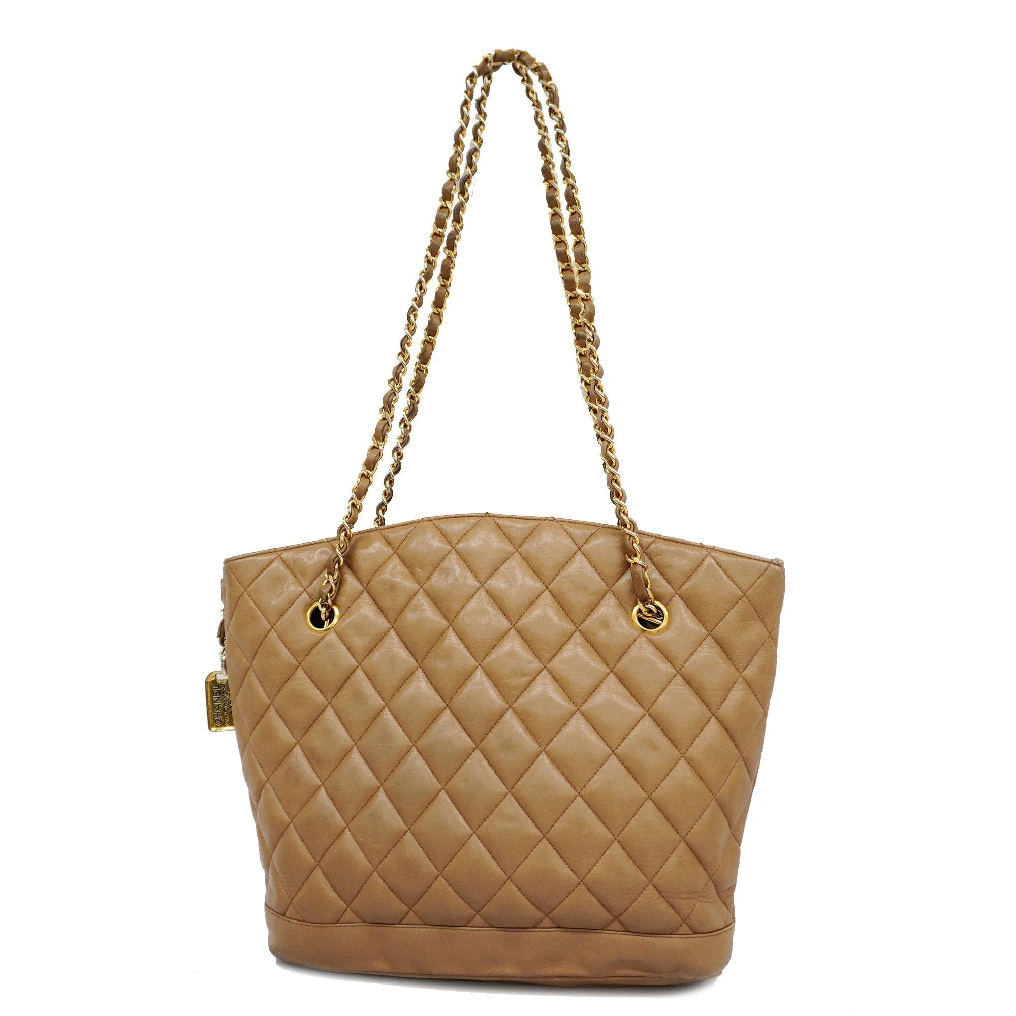CHANELAuth  Matelasse Chain Shoulder Lambskin Women's Leather Shoulder Bag Brown