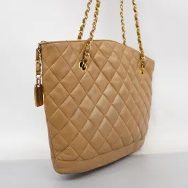CHANELAuth  Matelasse Chain Shoulder Lambskin Women's Leather Shoulder Bag Brown