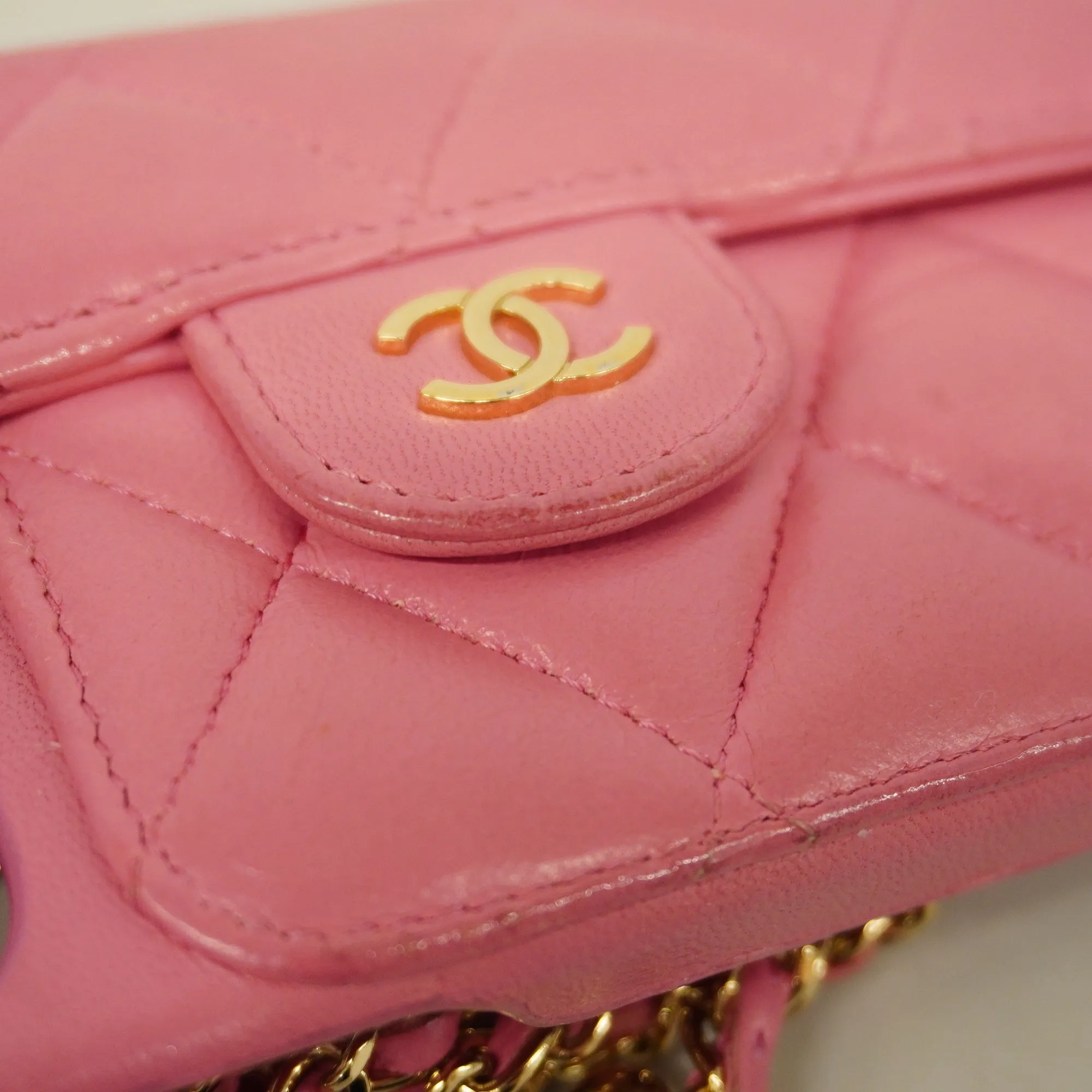 Chanelauth  Matelasse Women's Bag Accessory Pink Smartphone Case Chain Shoulder