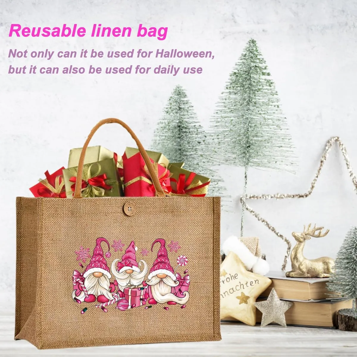 Christmas Gift Bags Reusable Large Weaving Beach Travel Tote Straw Bag for Women