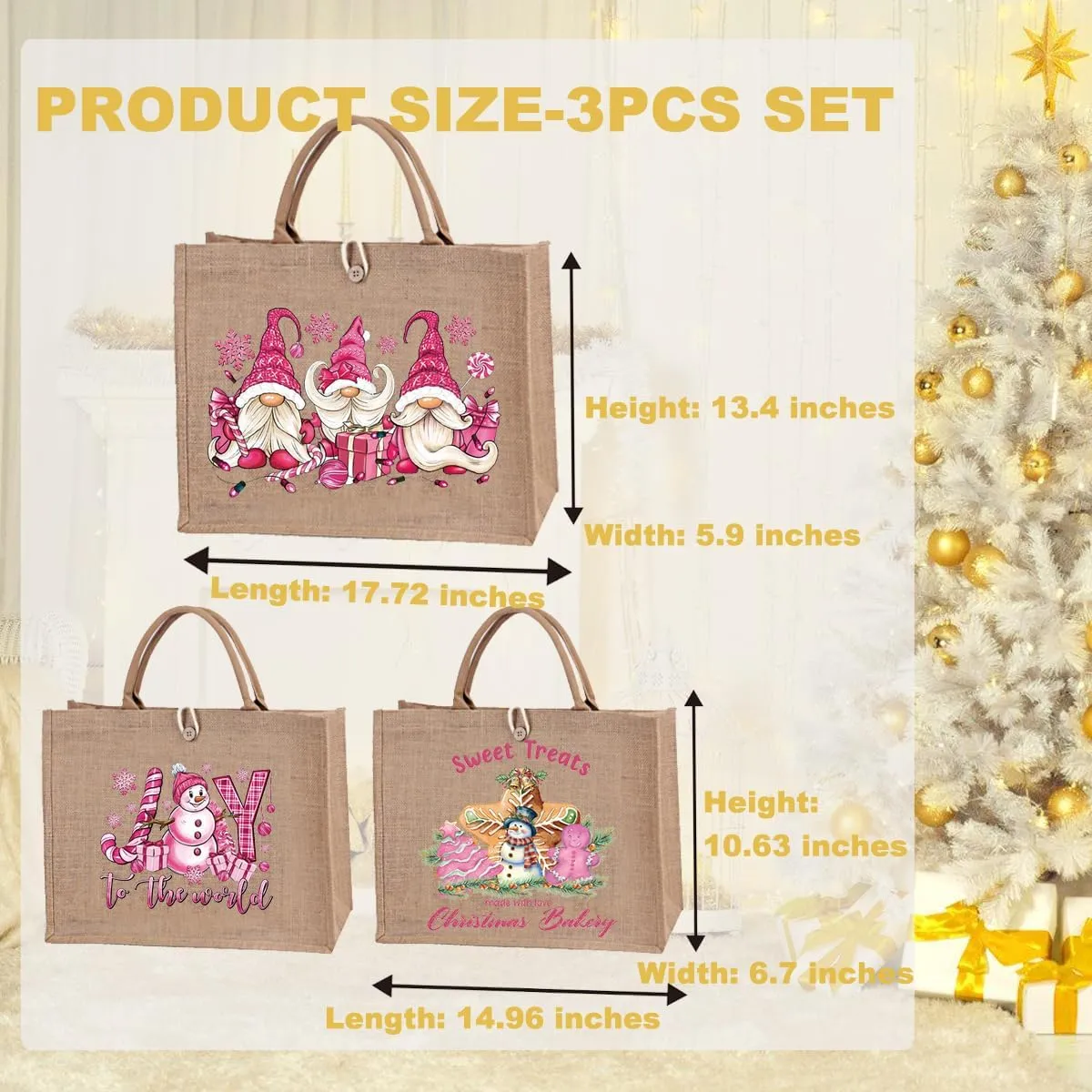 Christmas Gift Bags Reusable Large Weaving Beach Travel Tote Straw Bag for Women