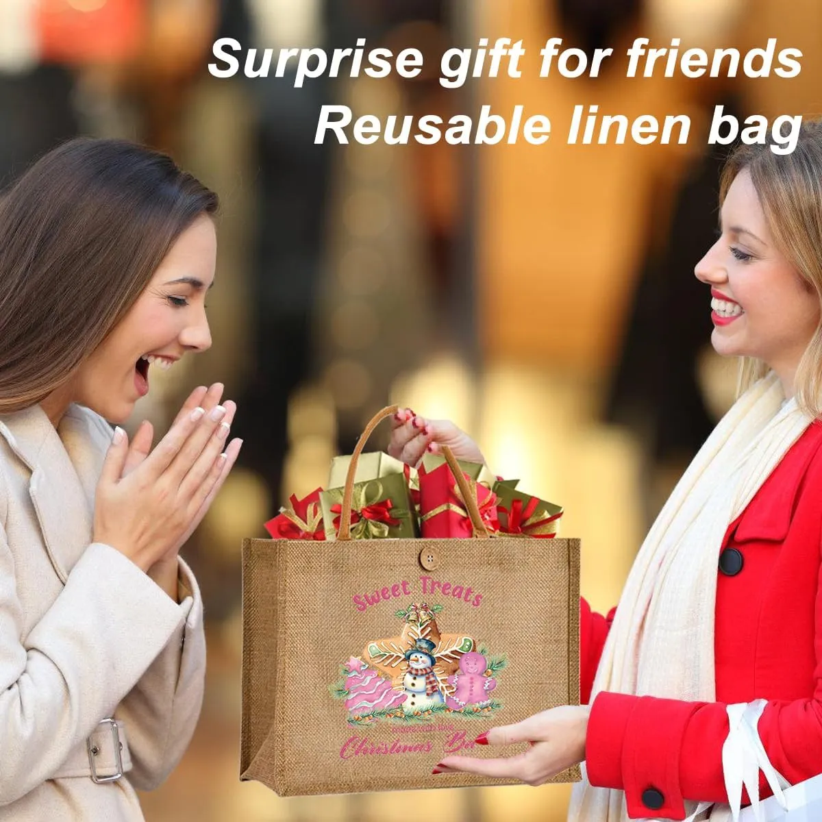 Christmas Gift Bags Reusable Large Weaving Beach Travel Tote Straw Bag for Women