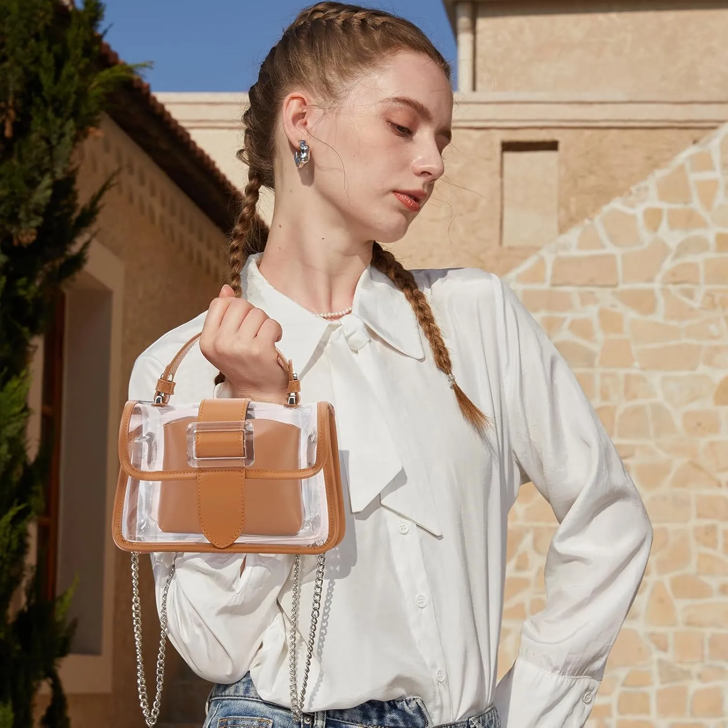 Clear Shoulder Bag Purse 2 in 1 Transparent Crossbody Bag Jelly Handbag