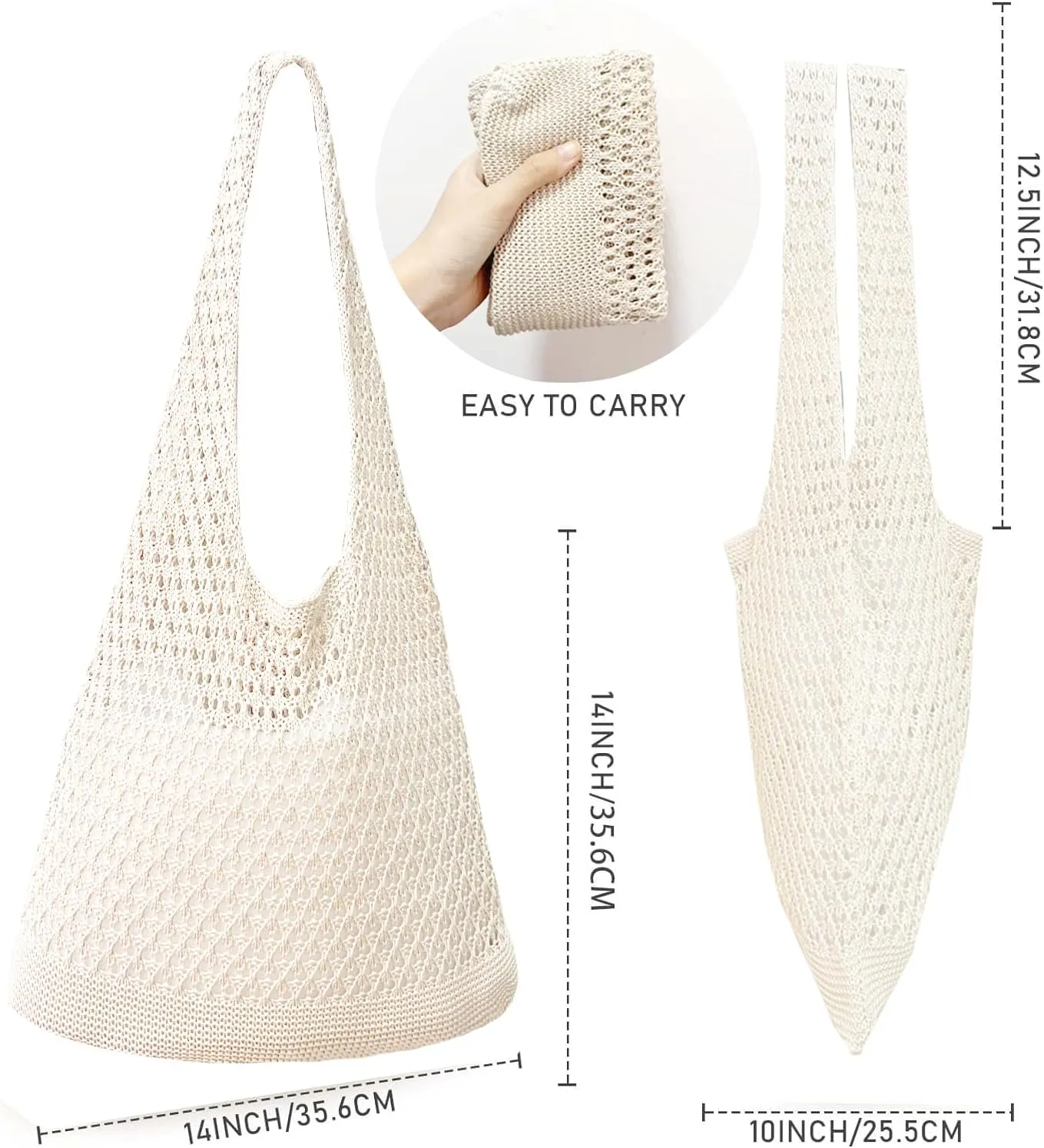 Crochet Bags for Women - Summer Beach Tote, Aesthetic Hippie Knit Bag