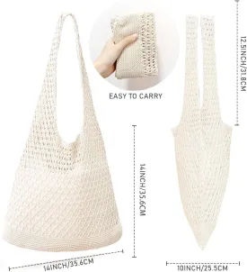 Crochet Bags for Women - Summer Beach Tote, Aesthetic Hippie Knit Bag