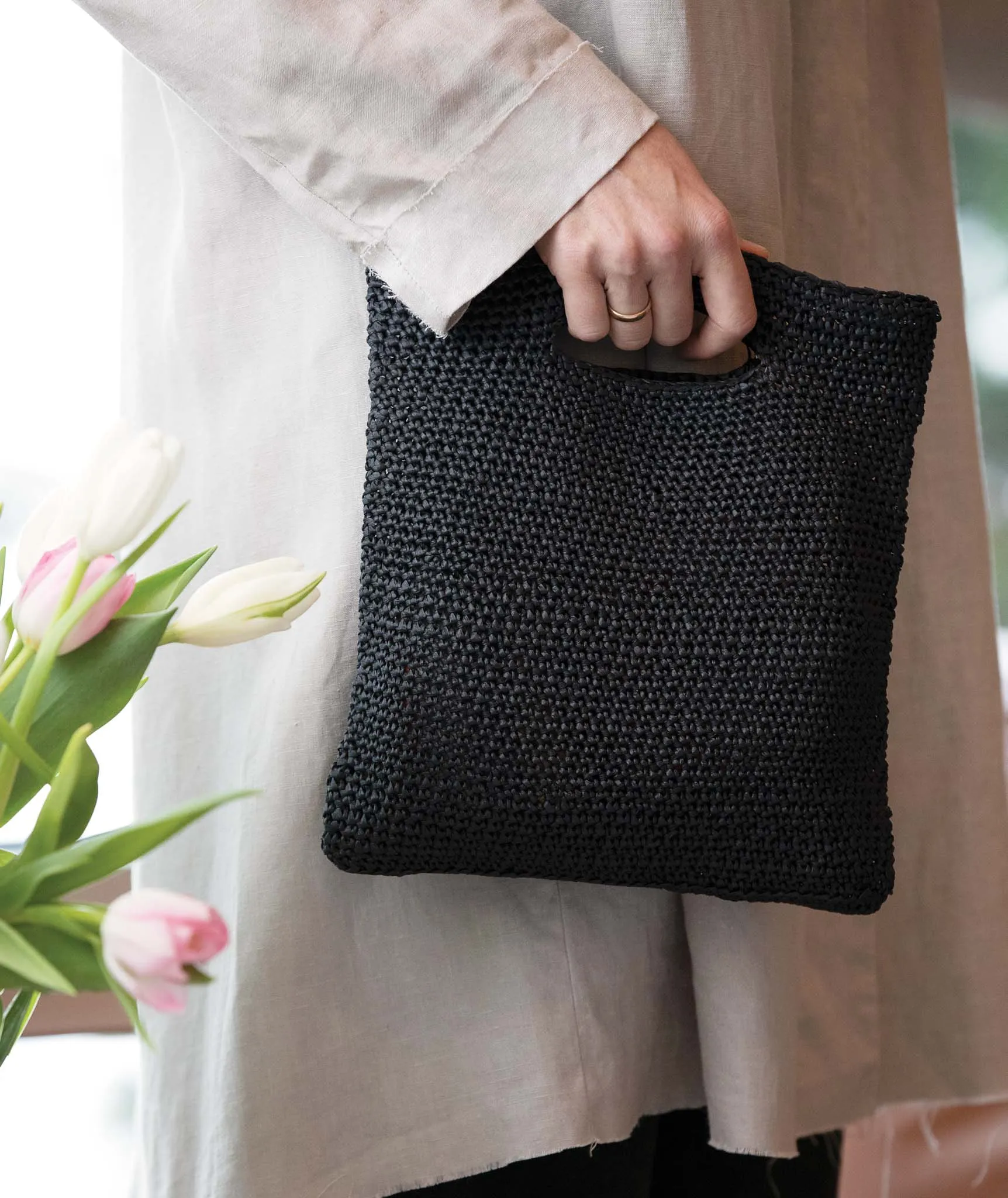 Crocheted Crossbody Bags & Clutch Using Wool and the Gang Ra-Ra Raffia