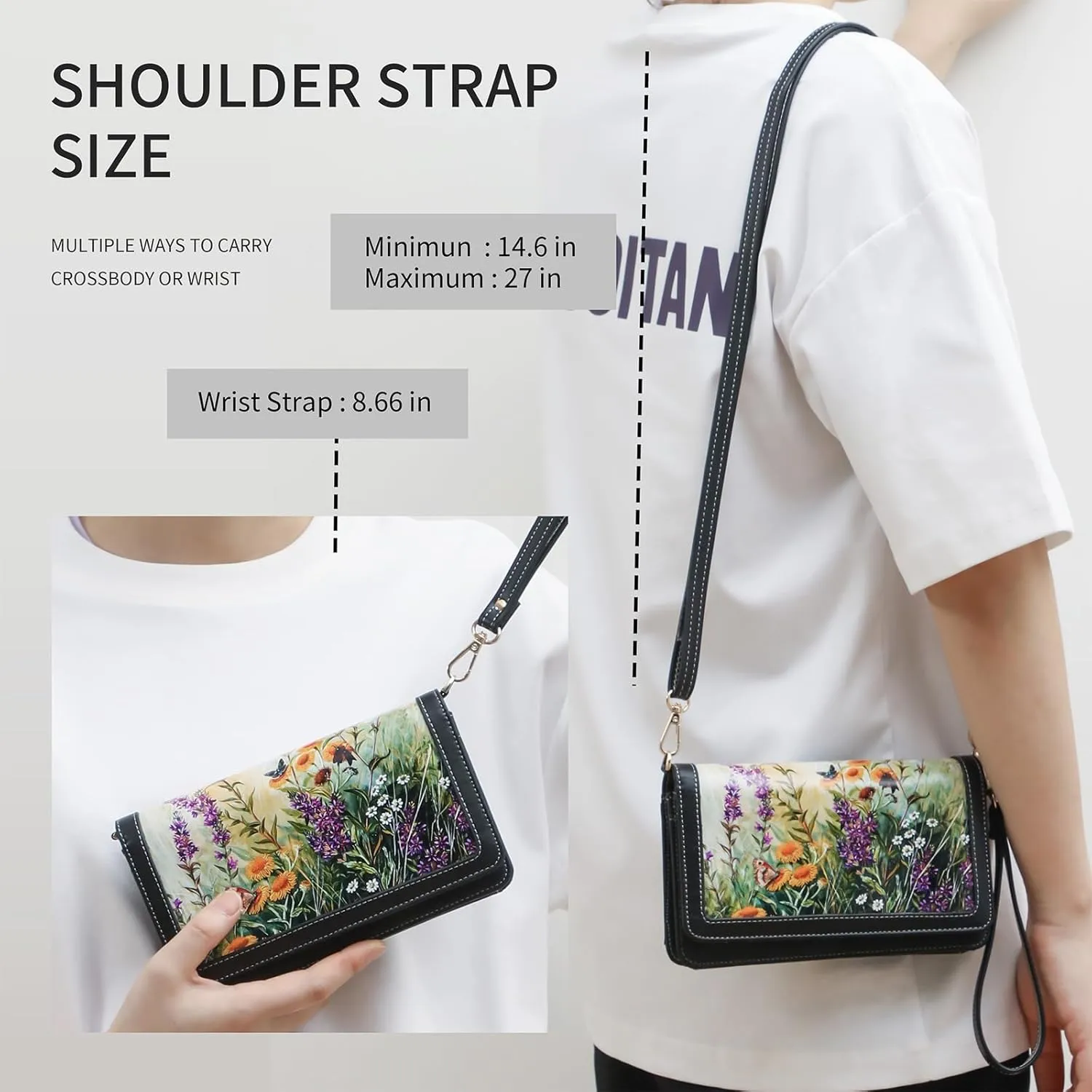 Crossbody Bags For Women Wristlet Wallet Phone Purse Shoulder handbags Multi-Function Small RFID Clutch Card Holder