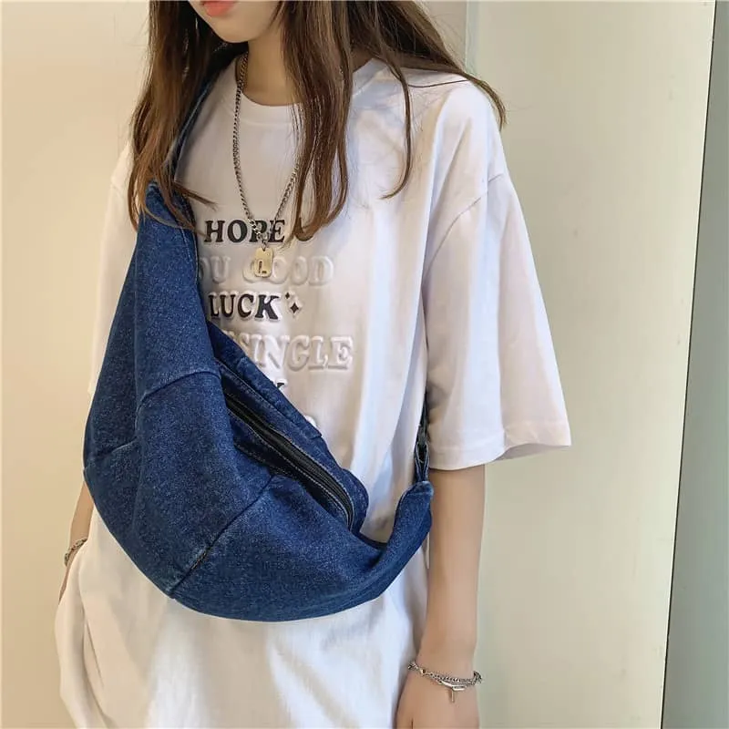 Denim chest bag simple shoulder bag