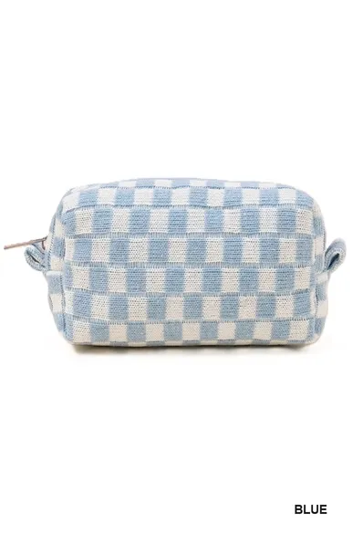FINAL SALE Let's Just Go Checkered Cosmetic Bag