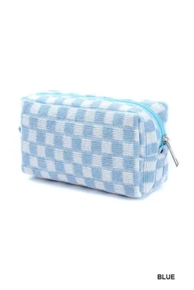 FINAL SALE Let's Just Go Checkered Cosmetic Bag