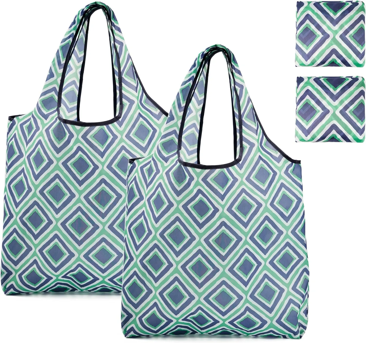 Foldable Reusable Shopping Grocery Bags, Lightweight, Washable, Cute Packable Polyester Tote Bag