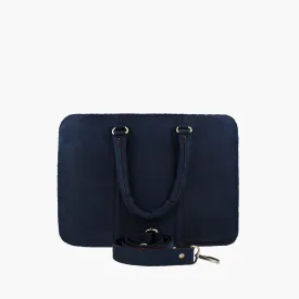 Handmade Canvas Leather Briefcase | Blue
