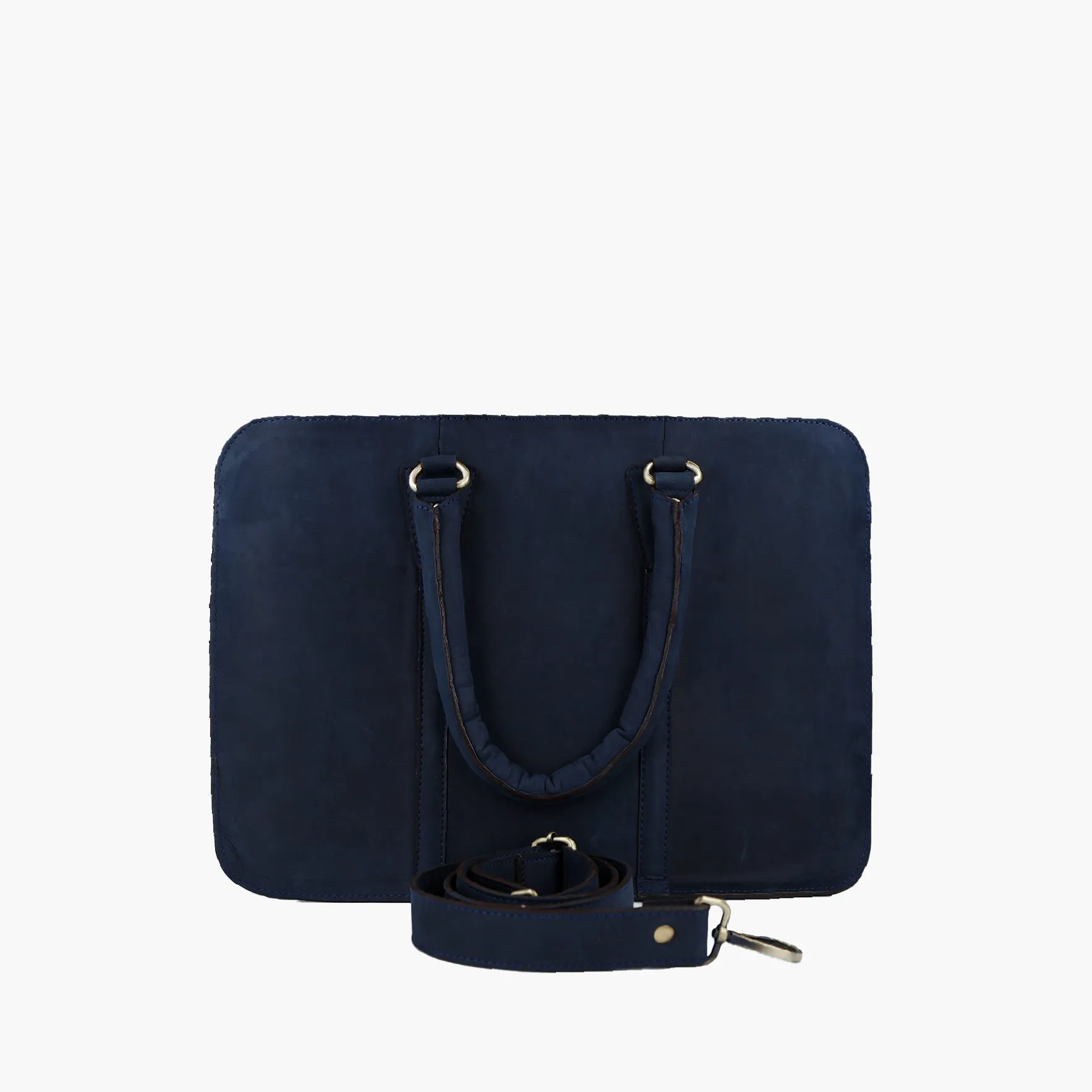 Handmade Canvas Leather Briefcase | Blue