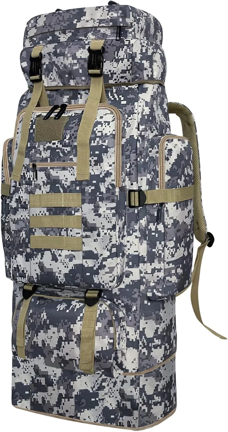 Hiking Backpack, 100L Large Camping Backpack, Expandable Waterproof Molle Rucksack, Outdoor Sport Travel Daypack Military Tactical Back pack for Men Women (Camouflage)