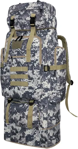 Hiking Backpack, 100L Large Camping Backpack, Expandable Waterproof Molle Rucksack, Outdoor Sport Travel Daypack Military Tactical Back pack for Men Women (Camouflage)